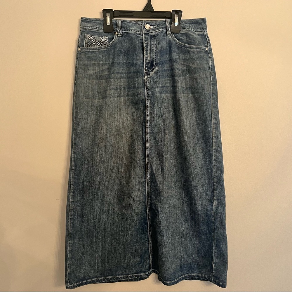 Baccini Denim Jean Blue Maxi Long Skirt sz 8